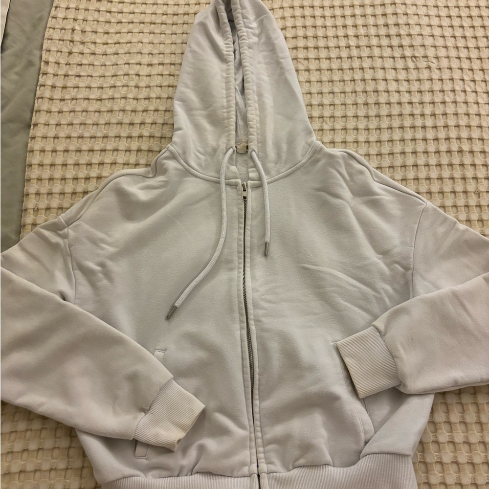 Garage White Cropped Zip Up